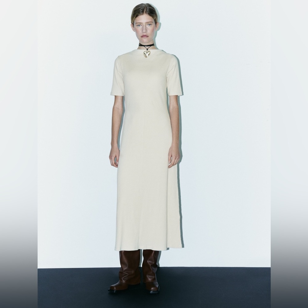 Zara Rib A Line Midi Dress
